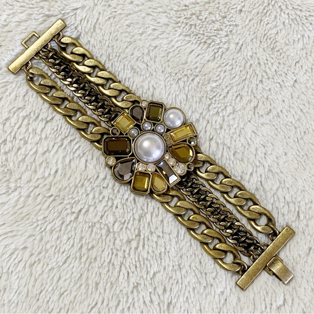 LIA SOPHIA Heavy Chain Crystal Pearl Embellished Statement Bracelet